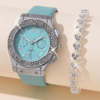 ราคา 2pcs Luxury Fashion Women Watch Set Colourful PU Leather Strap Ladies Quartz Wristwatch Alloy Bracelet For Ladies Gift (20009790553)