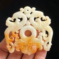 ราคา สะสมหยกเก่าหยกโบราณกลวงโล่ฟีนิกซ์แกะสลักสองด้านจี้ตกแต่งผนังหยกจี้ (20405426634)