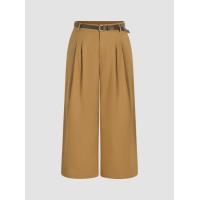 ราคา Cider Linen Blend Belted Pocket Wide Leg Pants Curve Plus (20275333438)