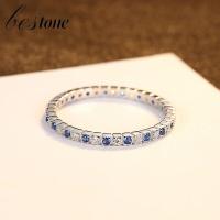 ราคา Bestone 925แหวนเพชรแถวเงินมีเหมือนเล็บจิก4เล็บและสีชมพูเซอร์โคเนียลูกกวาดสีอารมณ์ (17976183704)