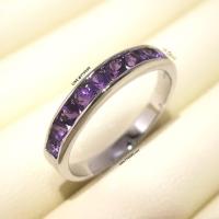ราคา แหวนอเมทิสต์ แหวนเงินแท้ ชุบทองคำขาว พลอยอเมทิสต์แท้ พลอยแถว YTG 11353 (10178884002)