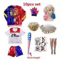 ราคา เด็กหญิงทีมฆ่าตัวตาย Harley Quinn ชุดคอสเพลย์ผู้หญิงฮาร์เลย์ควินน์ชุดฮาโลวีนเด็กผู้หญิงชุดโจ๊กเกอร์เสื้อแจ็คเก็ตฮาเลย์เสื้อยืดกางเกงขาสั้นชุดตัวตลกมอนสเตอร์ช (20404174591)