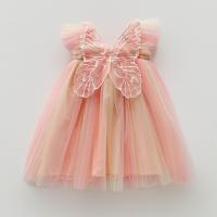 ราคา เดรสออกงานเด็ก เดรสฟรุ้งฟริ้งสไตล์เกาหลี เดรสผ้ามุ้งพิมพ์ลาย นิ่ม ไม่คัน เดรสออกงานเด็กผู้หญิงรุ่นปีกผีเสื้อ (19931716254)