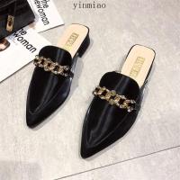 ราคา Korean Pointed Toe Flat Half Shoes Mules Women Sandals Net Red Balance Slippers Wear 2022 Spring New (20120077495)