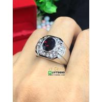 ราคา แหวนโกเมน แหวนเงินแท้ ชุบทองคำขาว พลอยโกเมนแท้ YTG 8576 (17512442099)