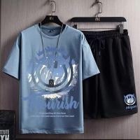 ราคา ชุดสูท8XL ขนาดใหญ่พิเศษสำหรับผู้ชายชุดกีฬา2ชิ้นเสื้อแขนสั้นห้าจุดเสื้อยืด กางเกงขาสั้นชุดสองชิ้นแฟชั่น (19466482463)