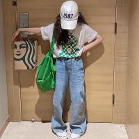 ราคา ชุดเซ็ทเด็กผู้หญิงสไตล์วินเทจ เสื้อยืดคอกลม กางเกงยีนส์ขายาว แฟชั่นเสื้อผ้าเด็ก เสื้อผ้าเด็กโต (17626087066)