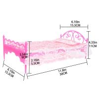 ราคา แฟชั่นสีชมพูตุ๊กตาห้องนอนชุด1 6ตุ๊กตาเตียงหมอนผ้าปูที่นอนอุปกรณ์เฟอร์นิเจอร์สำหรับตุ๊กตาบาร์บี้เสื้อผ้า Play House Toy (19973355593)