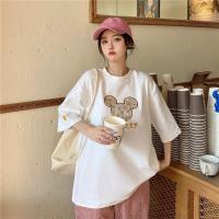 ราคา QKKshop เสื้อยืดแฟชั่นคอกลมแขนสั้น สีพื้นสกรีนลายการ์ตูน กับตัวอักษรภาษาอังกฤษตรงด้าหน้า แต่งตัวง่ายๆ (15045035150)