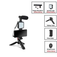 ราคา Professional Studio Microphone For Phone Camera Vlog Video Recording Condenser Microphone with Tripod LED Light Tabletop Stand (20439650336)