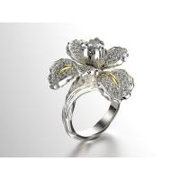 ราคา LUCKY DOLL Diamond Iris แหวนสองสียุโรปและอเมริกา Blue Topaz Flower Ring (16016557080)