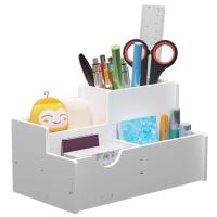 ราคา ชั้นวางหนังสือ ชั้นไม้ ชั้นวางของบนโต๊ะ ชั้นวางของแบบตั้งโต๊ะ เก็บเอกสาร วางหนังสือ ชั้นวางของอเนกประสงค์ ลายฉลุสี่เหลี่ยม Small bookshelf (15801472412)