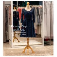 ราคา ชุดราตรีสวยหรู ชุดราตรีออกงาน ชุดราตรีสั้น PFS034 DBL น้ำเงิน (8942792218)