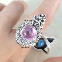 ราคา แหวนพญานาค โอบมณีสีชมพู ทับทิม แหวนเงินแท้ รมดำ พลอย CZ YTG 11493 (11729445138)
