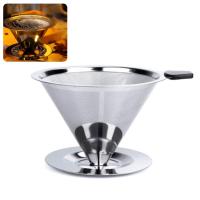 ราคา Pour Over Coffee Dripper Stainless Steel Coffee Filter Removable Dripper with Stand Reusable Cone Dripper (11226783116)