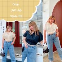 ราคา เสื้อครอป เสื้อสาวอวบ เสื้อเชิ้ต น่ารักจั้มเอว มีกระดุมใส่ง่าย (17020946569)