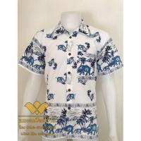ราคา เสื้อผ้าฝ้าย ผ้าพื้นเมือง Hawaii คอปกผ่าหน้า กระดุมกะลา พิมพ์ช้าง แขนสั้น (19145646901)