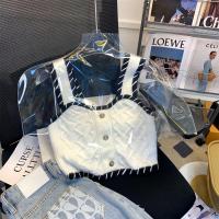 ราคา Genuine Uniqlo High end Xiaoxiangfeng Cable Knit Vest Womens 2023 Summer French Hot Girl Short Navel Baring Camisole Sleeveless Top (20451233029)