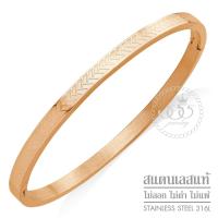 ราคา 555jewelry กำไลข้อมือ แฟชั่น สแตนเลสสตีล แท้ แบบวงรีเปิด ปิดได้ ดีไซน์เรียบสวย รุ่น MNC BG345 (1170654636)