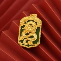 ราคา จี้รูปมังกรชุบทองทรายสไตล์จีนฝังหยก สร้อยคอทองเหลือง Pi Xiu ห้อยจี้ทองเหลืองทอง เครื่องประดับชุบ (20921612780)