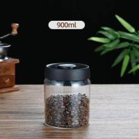 ราคา DT hot Coffee Beans Vacuum Sealed Tank Glass Food Storage Household Moisture proof Air Extraction Tea Push Candy Jars Organizer (20552318515)