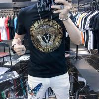 ราคา Versace High End เพชรร้อนคอกลมผู้ชายแขนสั้นเสื้อยืดฤดูร้อนใหม่ผ้าไหมน้ำแข็งด้านบนขายสีเขียว สีดำ ขาว (15541756547)