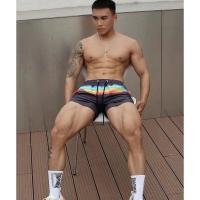 ราคา GYMen ผู้ชายกีฬาออกกำลังกายกางเกงขาสั้น sports shorts Mens กางเกงขาสั้น กางเกงชายหาด พิมพ์ลาย สีรุ้ง ลําลอง แบบบาง แฟชั่นสําหรับผู้ชาย (19968281285)