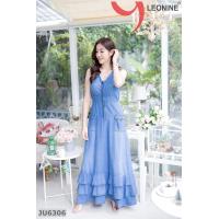 ราคา เดรสยีนส์ยาว ขนาด ฟรีไซส์ รอบอก 36 สียีนส์อ่อน แขนกุด ระบายชายเป็นชั้นๆ น่ารักมาก ผ้ายีนส์เนื้อนิ่มใส่สบาย ผ้าไม่หด สีไม่ตก (6437844423)