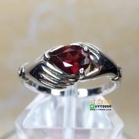 ราคา แหวนโกเมน แหวนเงินแท้ ชุบทองคำขาว พลอยโกเมนแท้ YTG 8606 (17406343044)