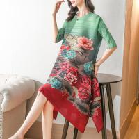 ราคา Issey Miyake 2023 Kuo Mrs Miyake จีบใหม่ลำลองสไตล์ตะวันตกหลวมชุดเดรสยาวปานกลางย้อนยุคดูผอมเพรียว (19704073660)