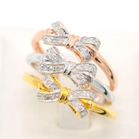 ราคา Happy Jewelry แหวนโบว์สีทอง แหวนเพชรแท้ ทองแท้ แหวนผู้หญิง ทองแท้ 9k 37 5 ใส่สวยงาม ประดับเพชรกุหลาบ ราคาส่ง SI308 (17030055055)