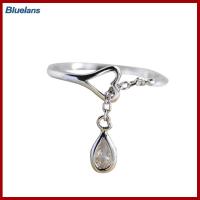 ราคา Bluelans แหวนแบบเปิดหัวใจกลวง CZ เพชรสังเคราะห์น้ำตาสายโซ่แบบปรับได้ (18892686316)
