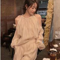 ราคา พร้อมส่งในไทย ชุดเซ็ทงานเสื้อปาดไหล่ ชุดเซ็ทผ้าชีฟอง ชุดเซ็ทเสื้อปาดไหล่ กางเกงขากว้างผาเบาสบาย ใส่สบาย (19891870254)