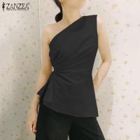 ราคา จัดส่งฟรี Esolo ZANZEA เสื้อเปิดอกผู้หญิงสไตล์เกาหลีเสื้อสตรีแบบจีบคาดเอวออกงานปาร์ตี้ลำลองวันหยุดเสื้อยืดผู้หญิง KRS 8 (20173624799)