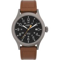 ราคา Timex Mens Expedition Scout 40mm Watch Gray Case Black Dial with Brown Ecco DriTan Leather Strap (18982172387)