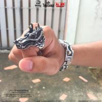 ราคา แหวนมังกร เลสเงิน เนื้องานแท้ งานสแตนเลสแท้100 ใส่ได้ทั้งชายและผู้หญิง มีไซส์ พร้อมส่ง 316L ร้านallacc (1380218861)