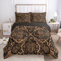 ราคา 3D Duvet Cover Set Bedding Sets Comforter Quilt Cover Bed Linen King Queen Black Gold Lotus Design Printed 220x260 Size (19009461027)