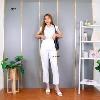 ราคา 8801 กางเกง 8 ส่วน ทรงสแล็ค S 3XL กระบอกเล็ก ผ้าเปเป้ เอวสูง (20108253046)