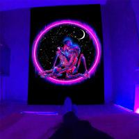 ราคา Fluorescent UV Tapestry Mushroom Moon Fluorescent Hanging Cloth Home Decorative Wall Cloth (19150770078)