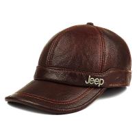 ราคา Adult New Genuine Leather Hat Mens Warm Genuine Leather Baseball Cap Male Winter Outdoor Ear Protection Cap Leather Hat B 8385 (9939017710)