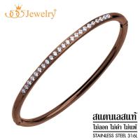 ราคา 555jewelry กำไลสแตนเลสสตีลแท้ แฟชั่นผู้หญิง ดีไซน์เรียบหรู ทรงรีแบบเต็มวง ผิวโค้งประดับด้วยเพชรสวิส CZ รุ่น MNC BG254 BG18 (7707831450)