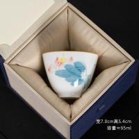 ราคา สีเคลือบด้านใต้ชุดชาถ้วยชาถ้วย Master แก้ชาเซรามิคกระบอกใส่ชาลายดอกบัววาดด้วยมือชุดเดียว (21100786648)