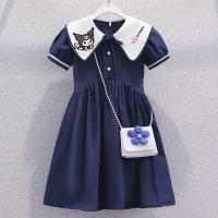 ราคา ชุดเจ้าหญิง Cinnamoroll Kuromi ลายการ์ตูนการ์ตูน Sanrio กระโปรงเด็กแบบบางชุดเสื้อแขนสั้นมีปกตุ๊กตานักเรียน (20390891659)