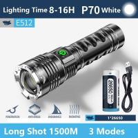 ราคา XHP70 Led ฉลามยิ้มไฟฉายสว่างสุดๆไฟฉาย30W 5000LM ถ่ายยาว1000เมตร USB (19387775851)