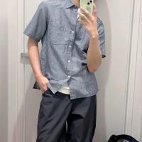 ราคา 2023 UNIQLO เสื้อในช่วงฤดูร้อนสำหรับผู้ชายและผู้หญิงใส่อยู่บ้านแบบเดียวกันกับเสื้อเชิ้ตมีลายผ้าฝ้าย457774 457775เสื้อลำลองย้อนยุคแขนสั้น (19725344207)