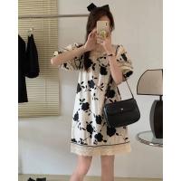 ราคา เดรสโทนขาว ดำ ดีเทลทรงคอเหลี่ยม (19573798177)