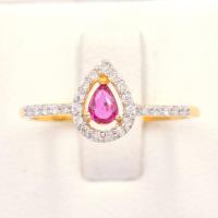 ราคา Happy Jewelry แหวนทับทิมทรงหยดน้ำ ล้อมเพชร มีบ่าข้างสวยๆ แหวนเพชร แหวนทองเพชรแท้ ทองแท้ 37 5 PL160 (17042140610)