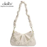 ราคา Dela กระเป๋าออกงานเรียบหรู แต่งจับจีบกระเป๋าถือ กระเป๋าสะพายข้างผู้หญิง กระเป๋าออกงานราตรี (19634650501)