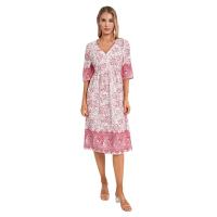 ราคา Kayotuas ชุดเดรสดิออร์แขนสั้นสำหรับผู้หญิงชุดเดรสลำลองคอวีลายดอกไม้ปาร์ตี้ทรงเอไลน์สำหรับค็อกเทลริมชายหาดหน้าร้อน (19905033769)