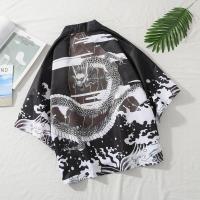 ราคา เสื้อเชิ้ตแขนสั้นพิมพ์ลายมังกรแฟชั่นสไตล์จีนสําหรับผู้ชาย (16452043020)